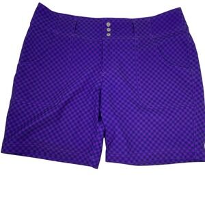 Jofit Womens Size 8 Golf Shorts Navy Purple‎ Checkered Athletic Flat Front Chino